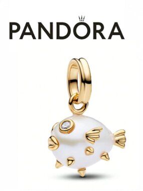 NWOT White Gold Fish Charm For Pandora Bracelet or Chain
